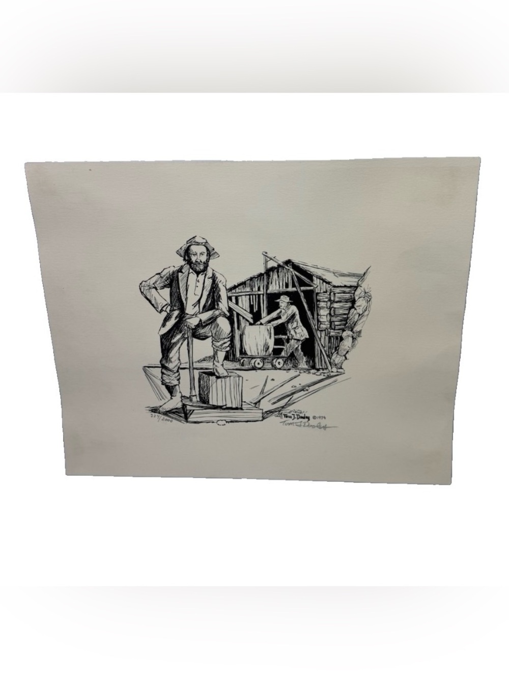 VTG Tom J Dooley Lithograph Print Signed 1974 Men And Mines Miner #224/2000